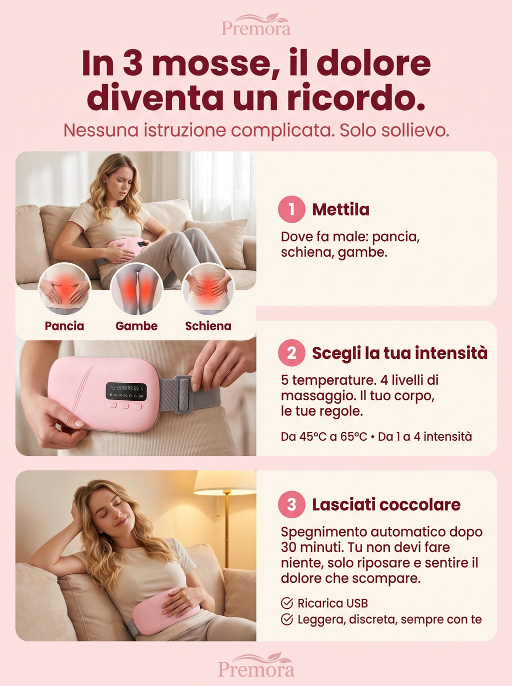 Cintura mestruale PREMORA™️ contro i dolori mestruali.