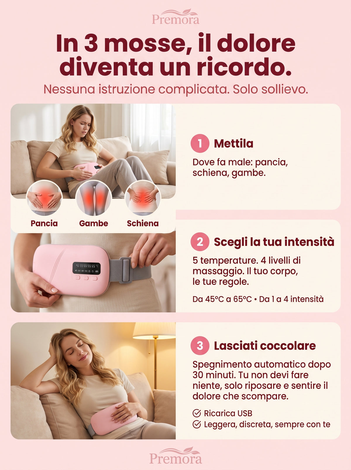 Cintura mestruale PREMORA™️ contro i dolori mestruali.